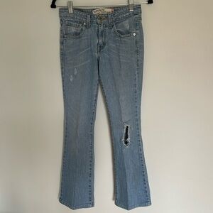 Levis 518 superlow bootcut distress size 1M light denim